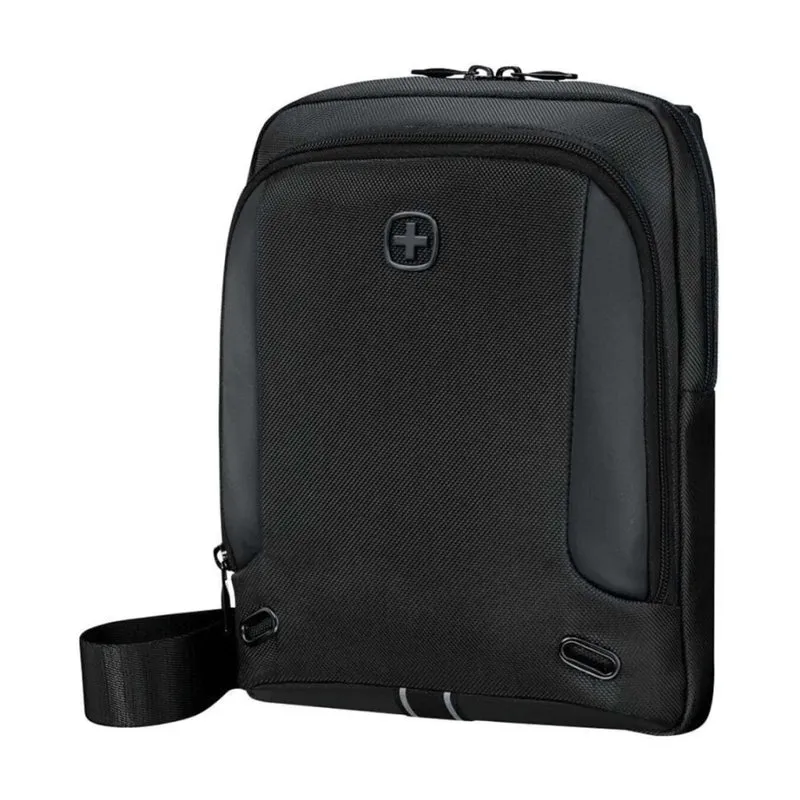 Wenger XE Crossbody Bag With 11 Inch Tablet Pocket Recycled PET Polyester Black.