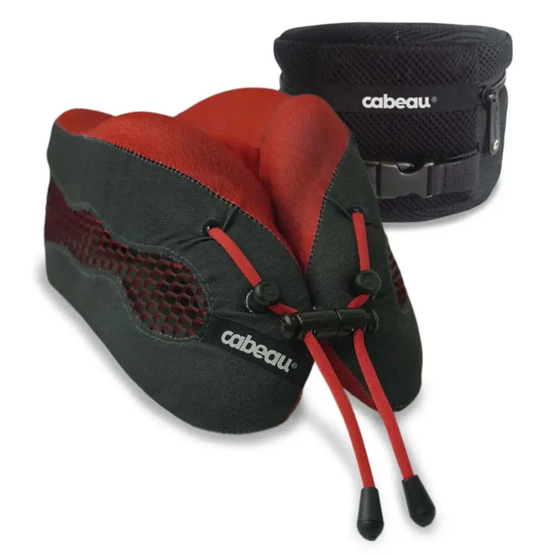 Cabeau Evolution Cool 2.0 Memory Foam Travel Pillow with Ear Plugs and Travel Bag (Red)