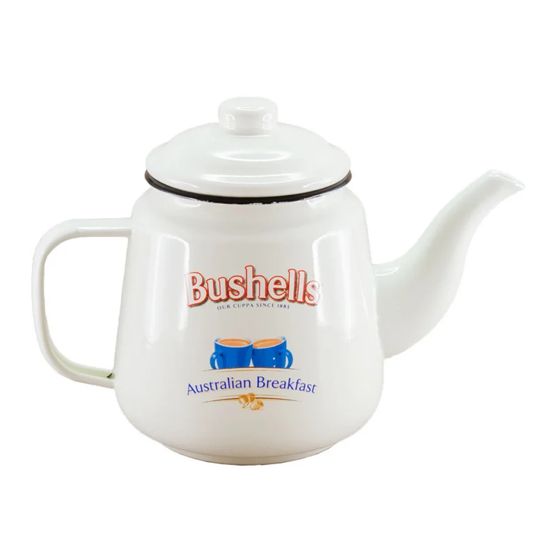 Rojo Bushells Enamel Teapot 1.4L - White