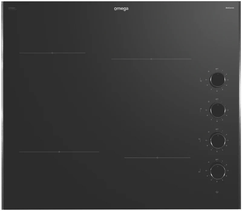 Omega 60cm Ceramic Cooktop, Knob Controls
