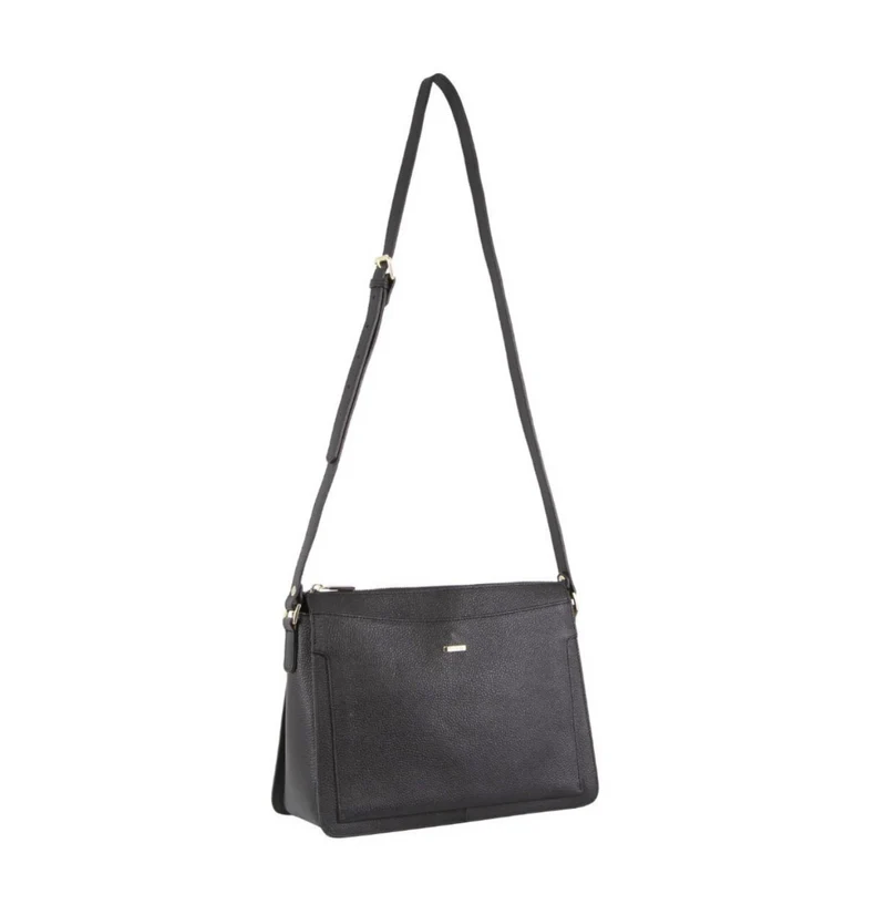 Morrissey Italian Structured Leather Cross Body Handbag Tote Bag (MO3162) - Black