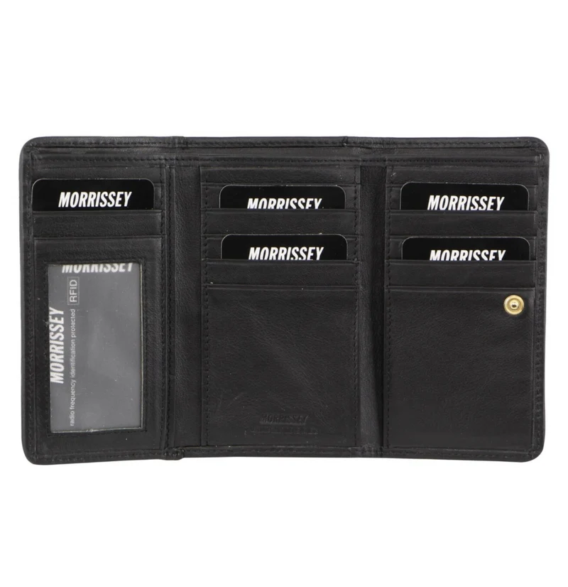 Morrissey RFID Womens Leather Wallet Coin Clutch Purse Organiser - Black