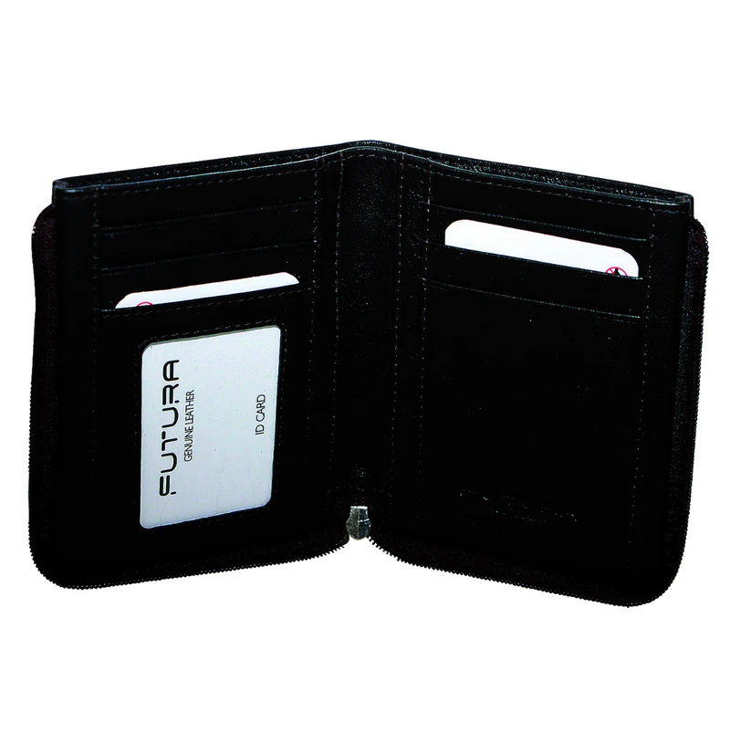Futura RFID Leather Zip Around Wallet - Black