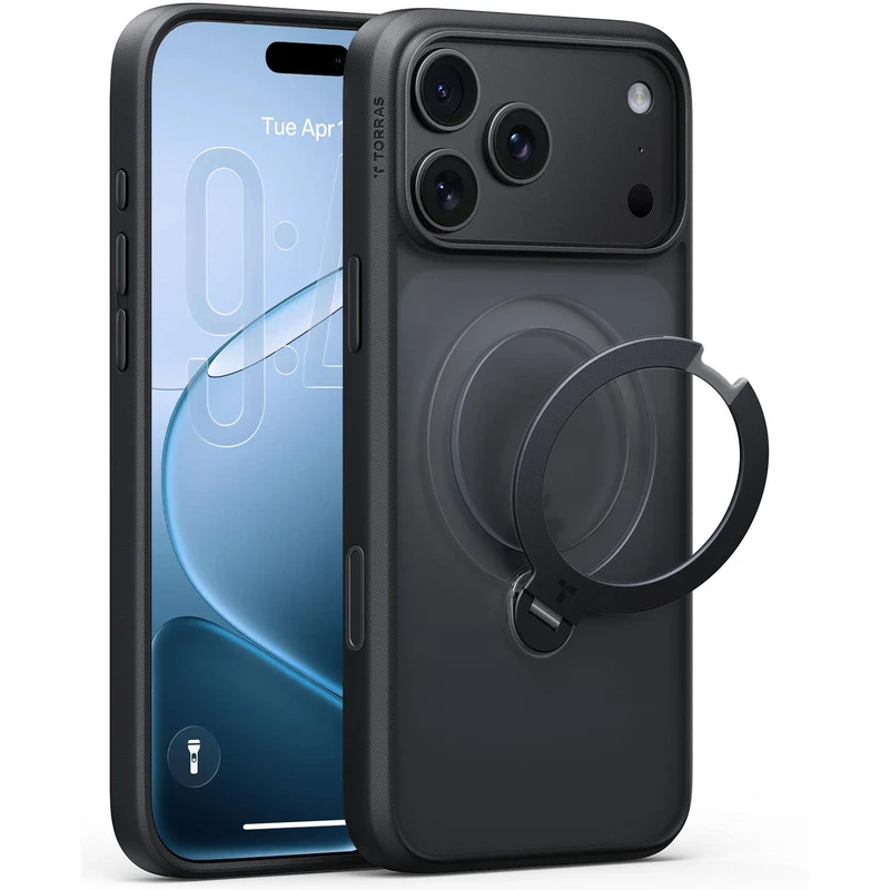 Torras Ostand Q3 Spin Case for iPhone 18 Pro Max (Black)