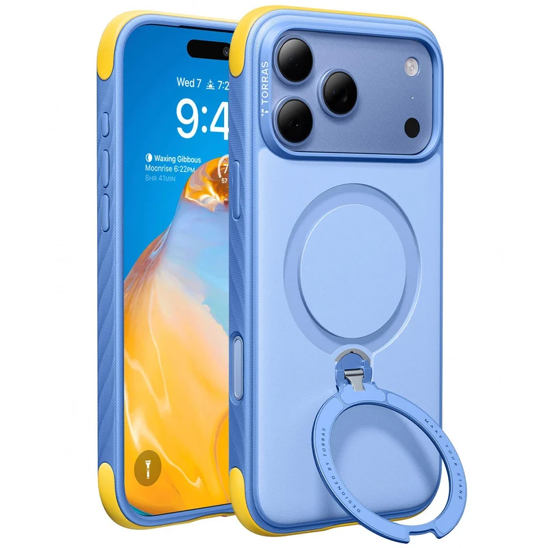 Torras Ostand Q3 Rugged Case for iPhone 18 Pro (Island Blue)