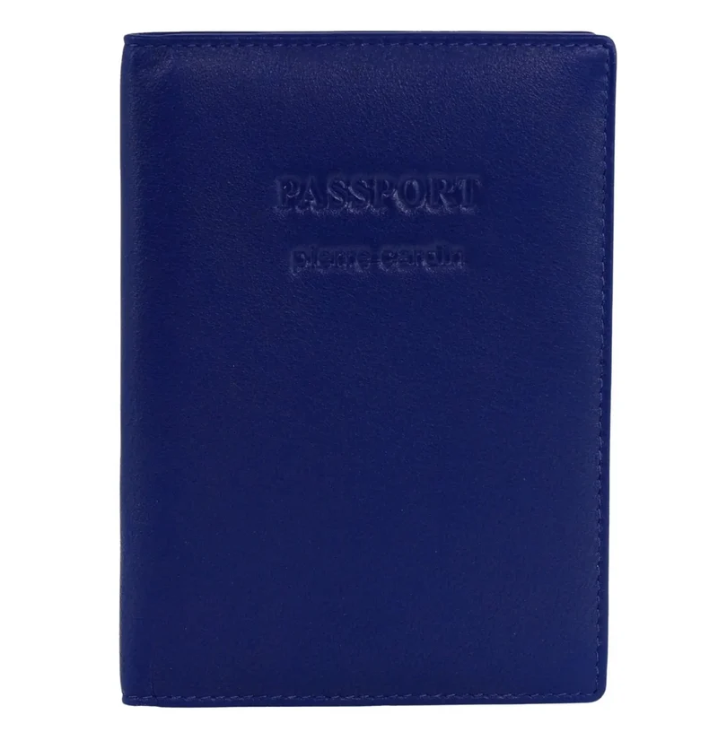 Pierre Cardin Leather Passport Travel Wallet Cover in Blue