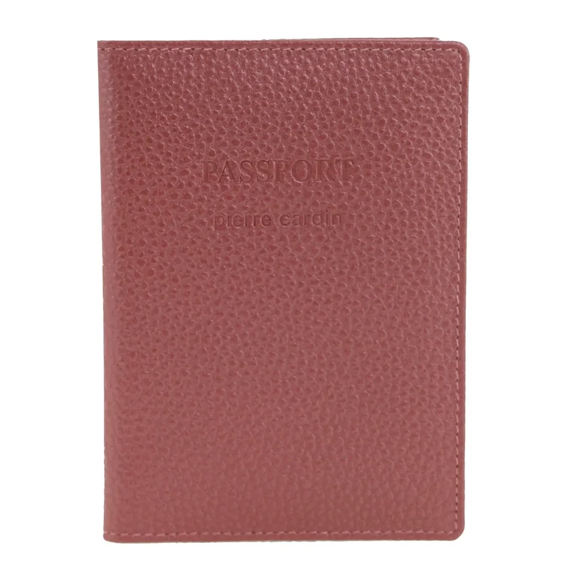Pierre Cardin Leather Passport Travel Wallet Cover in Metallic Rose