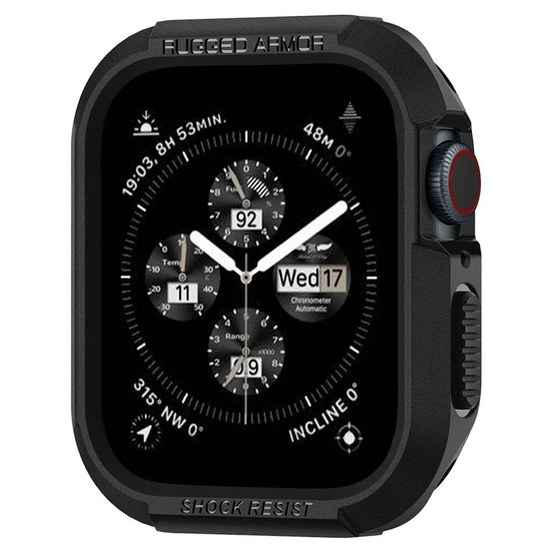 Spigen Apple Watch SE3/9/8/SE2/7/6/SE/5/4 (41mm/40mm) Rugged Armor Case (Black)
