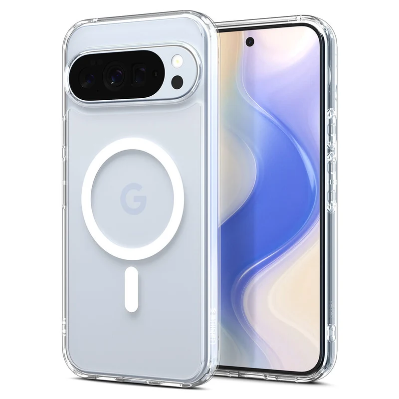 Spigen Google Pixel 10 Pro XL Ultra Hybrid (MagFit) Case (Clear Case / White Ring)