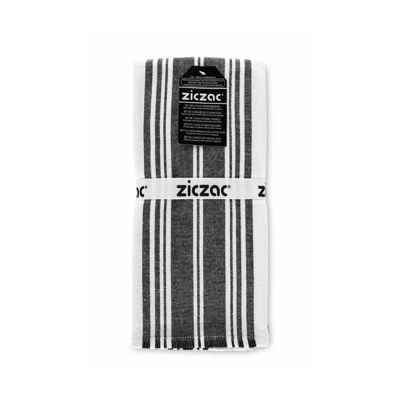 ZicZac Kökshandduk Svart 3-pack