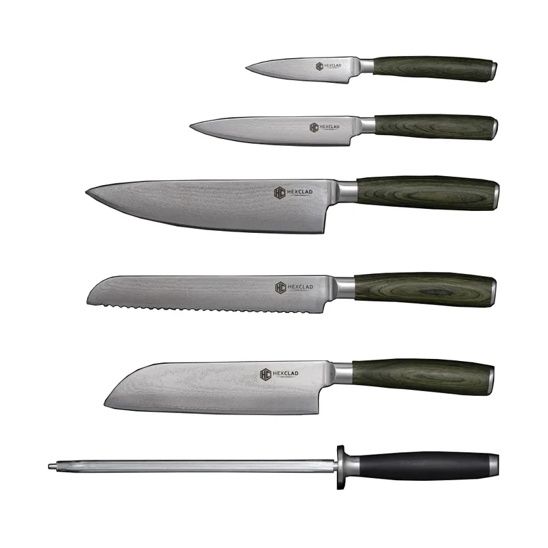 Hexclad Hybrid Knivset 6 delar Damaskus stål