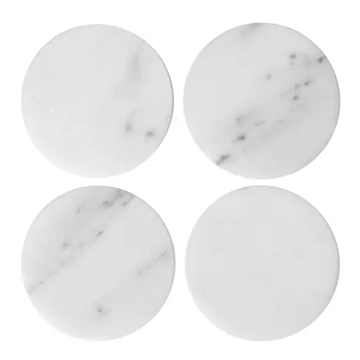 Stiernholm Marmor glasunderlägg rund 10 cm 4-pack vit