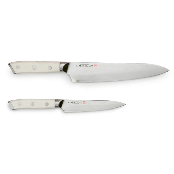 Markus Aujalay knivset Damaskus 2-delar Silver