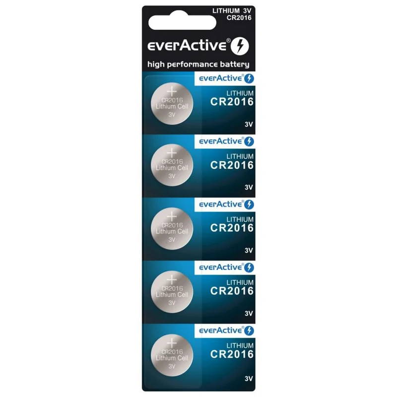 EverActive CR2016 lithium-knapbatteri blisterpakning 5 stk.