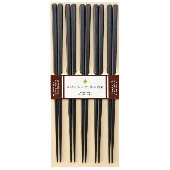 Kawai Ätpinnar Plain Wood 5-pack Svart
