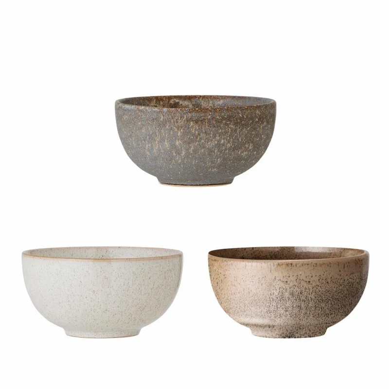 Bloomingville Addison Skål Grå i Stengods 3-pack